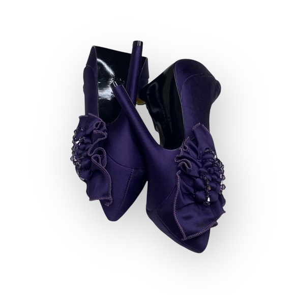 new Nina ༄ Satin Crystal D’Orsay Platform Peep Toe Stiletto Heel༄ Amethyst ༄ 6.5 - Picture 13 of 16